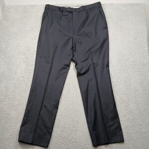 Santorelli Luxury Serge Dress Pants Men's 38 Navy Blue 100% Virgin Wool